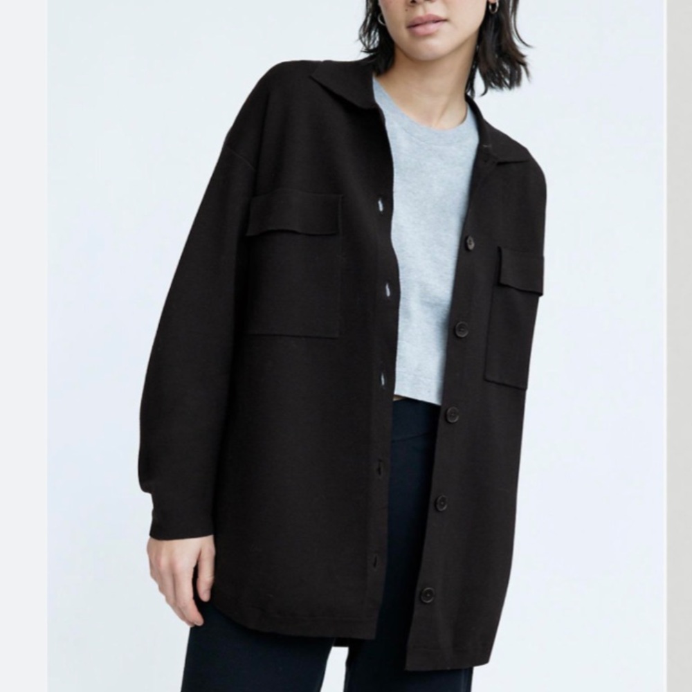 Aritzia Wilfred free Ronnie shacket knit black cardigan sweater XS